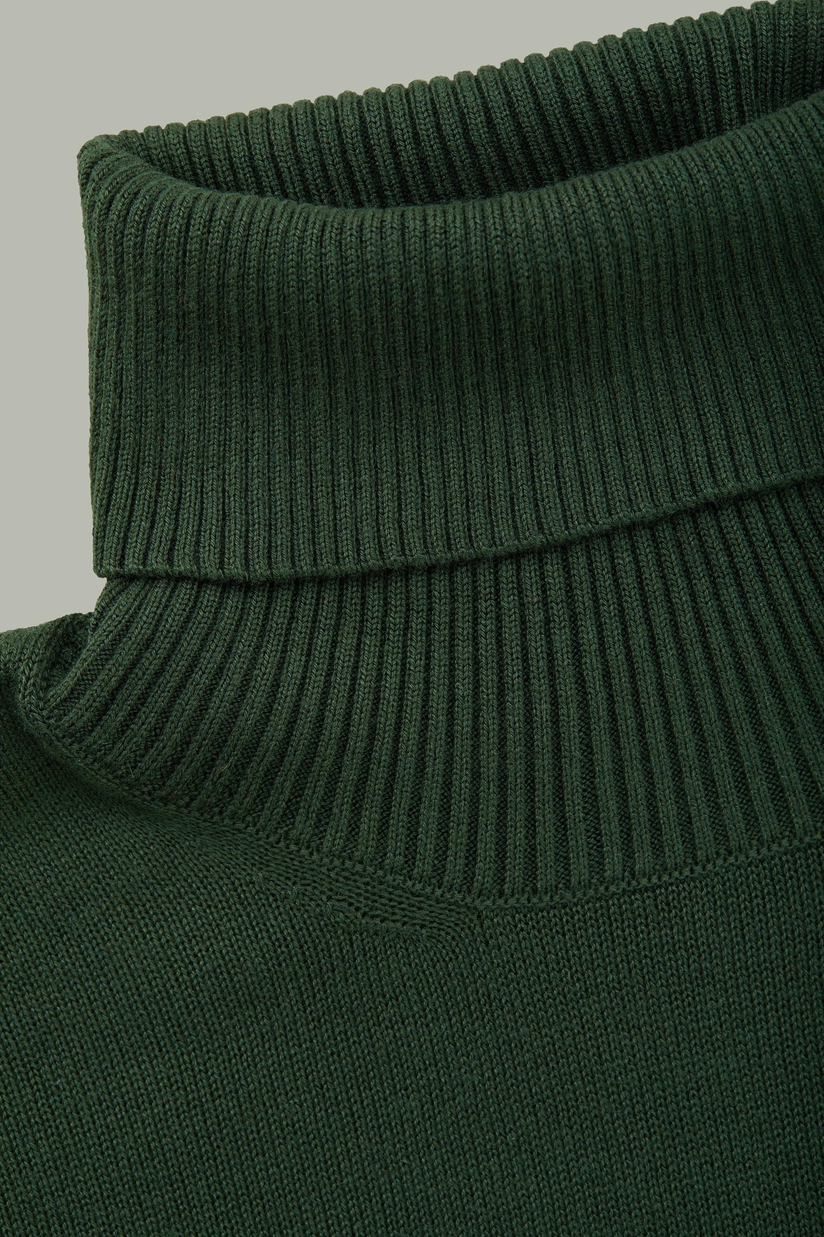 Long Sleeve Turtleneck Bamboo Cotton Cashmere Blend Knitted Sweater Green