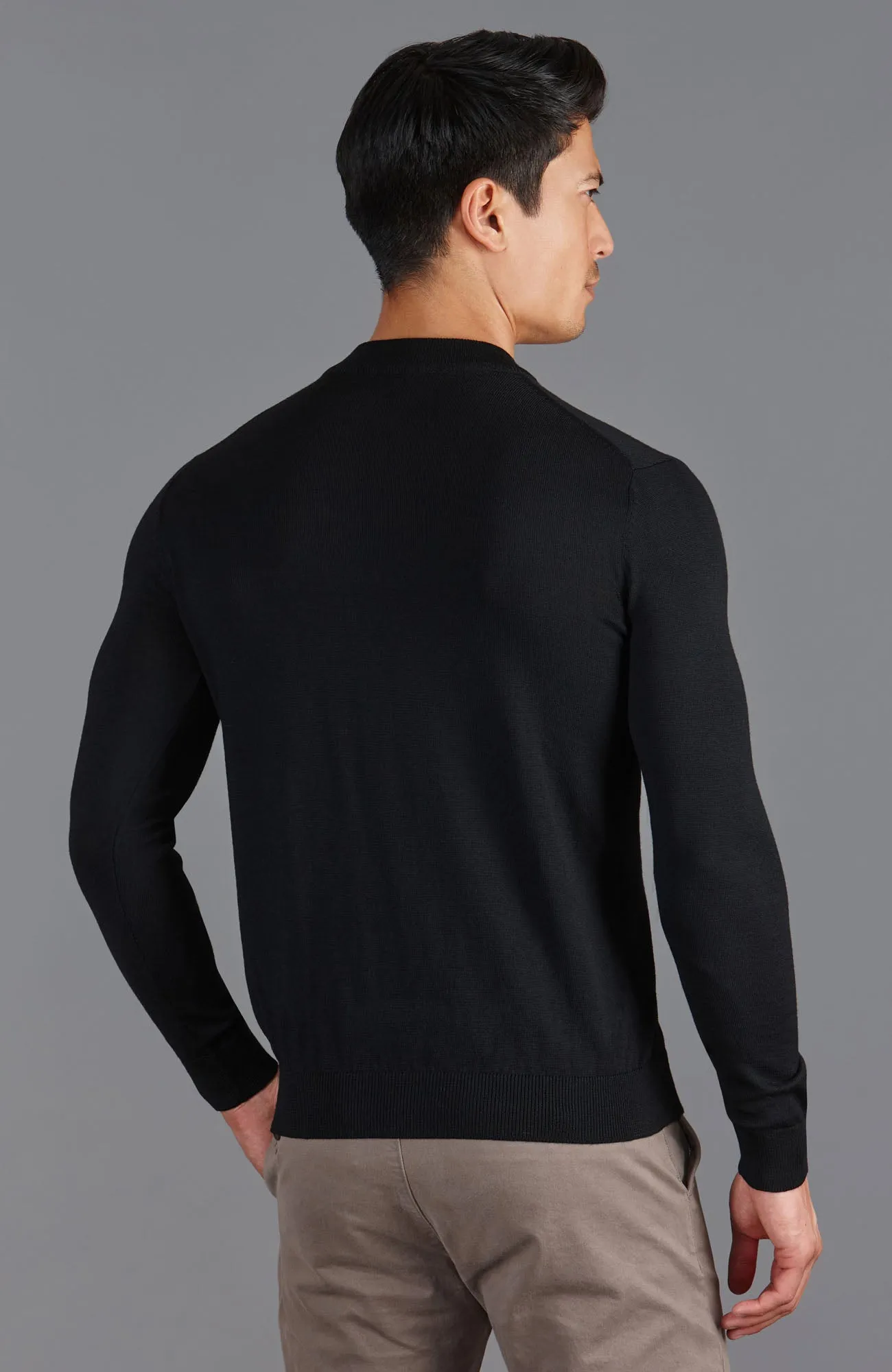 Mens Extra Fine Merino Narrow Mock Turtleneck Jumper