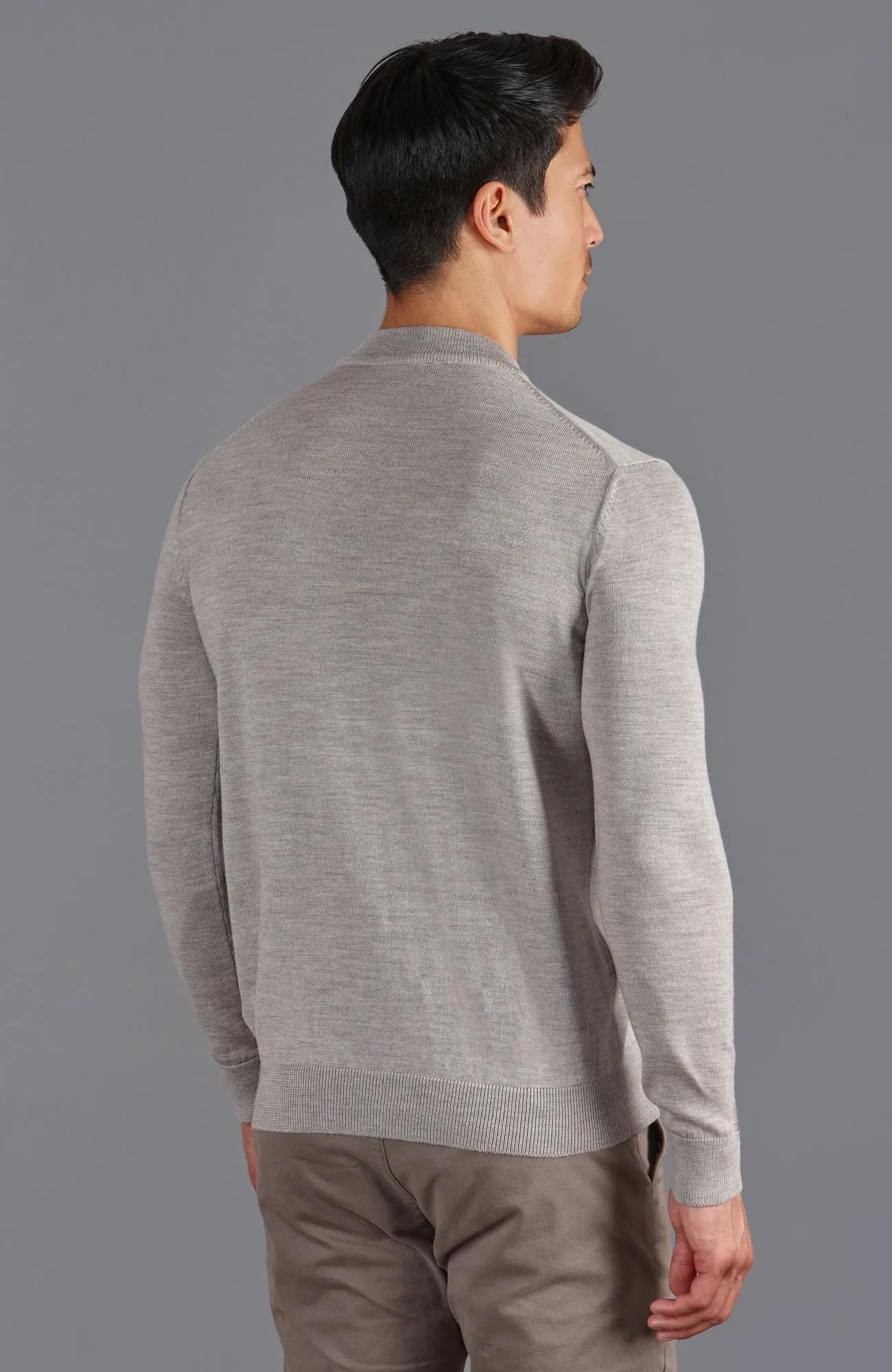 Mens Extra Fine Merino Narrow Mock Turtleneck Jumper