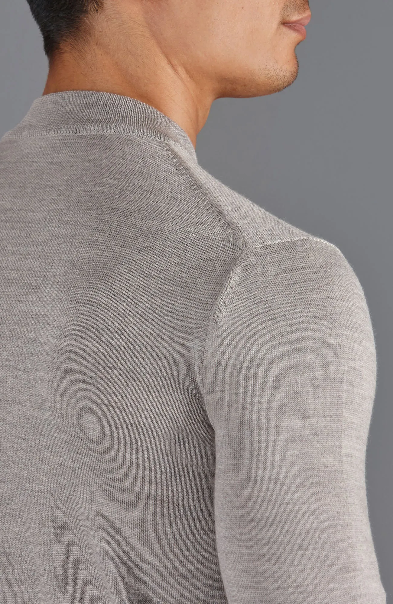 Mens Extra Fine Merino Narrow Mock Turtleneck Jumper