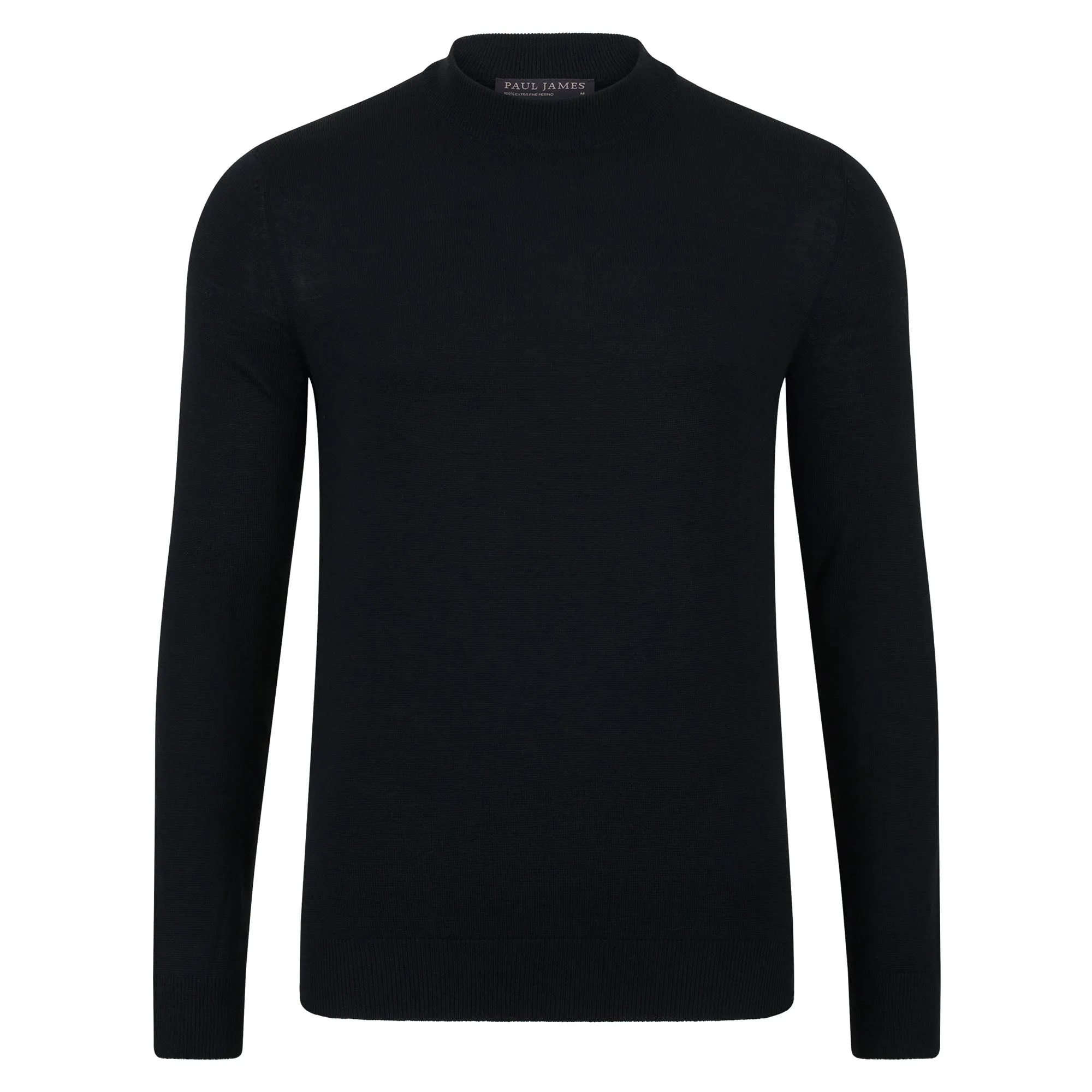 Mens Extra Fine Merino Narrow Mock Turtleneck Jumper