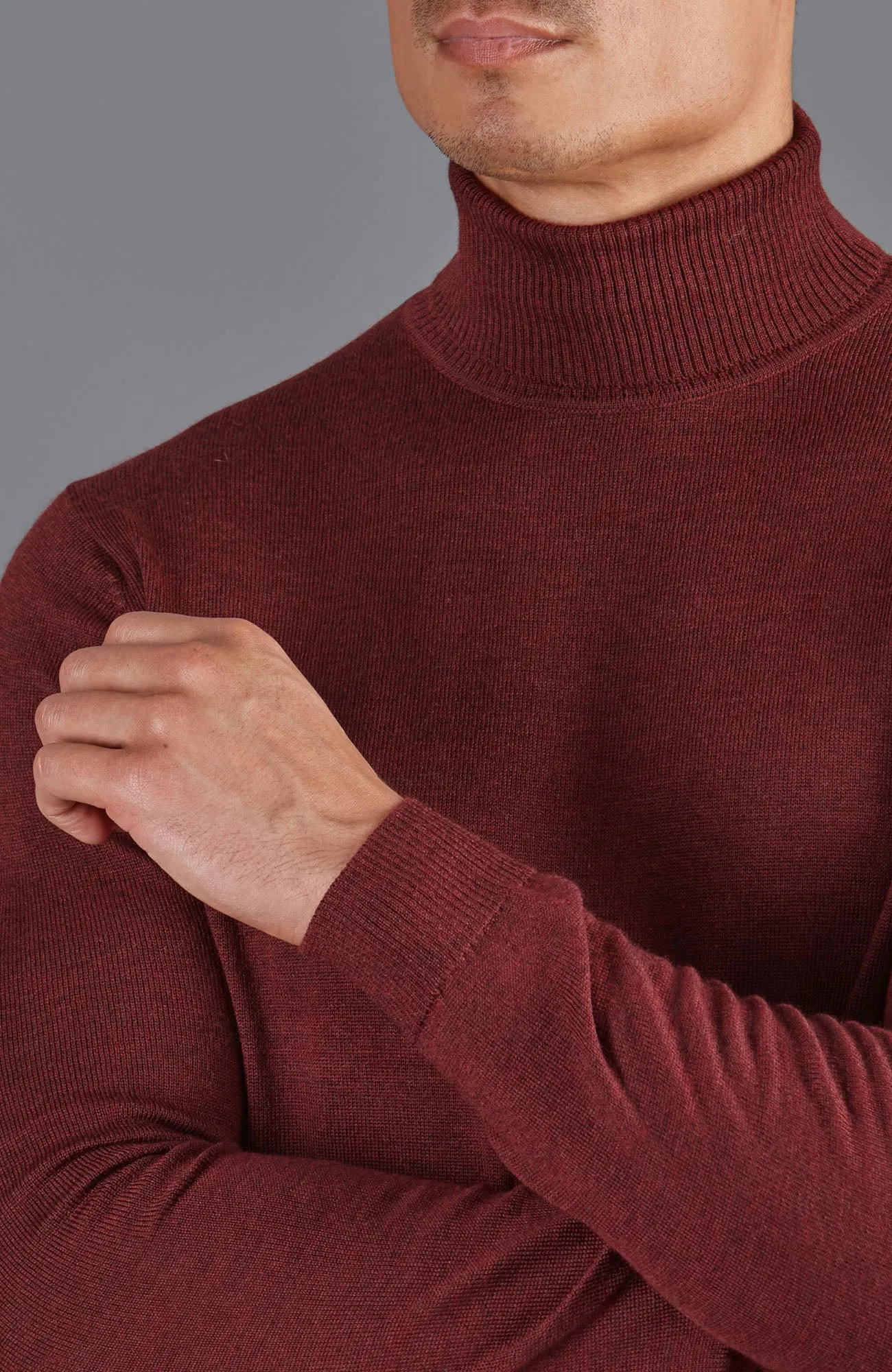 Mens Extra Fine Merino Wool Roll Neck Jumper