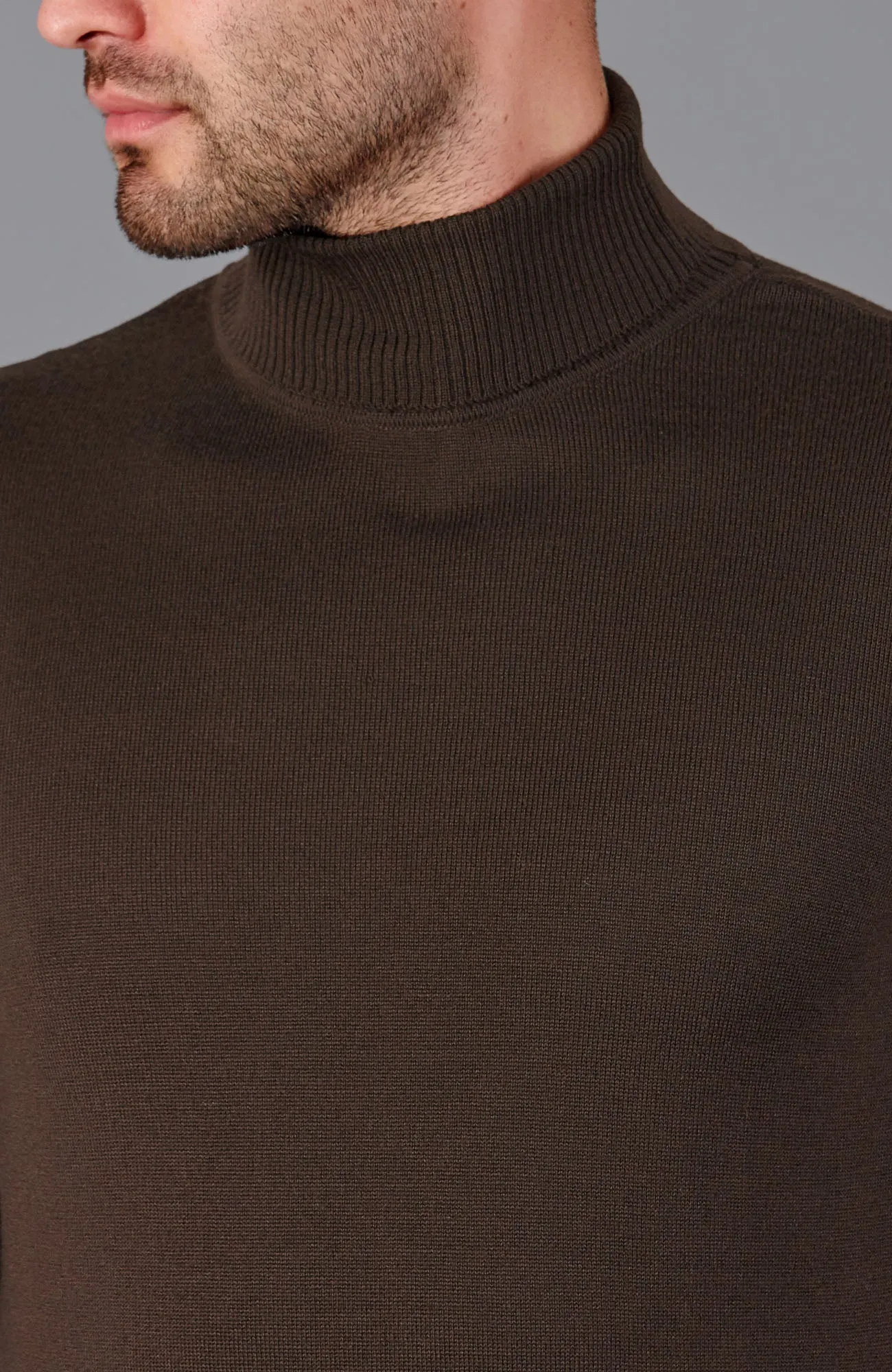 Mens Extra Fine Merino Wool Roll Neck Jumper