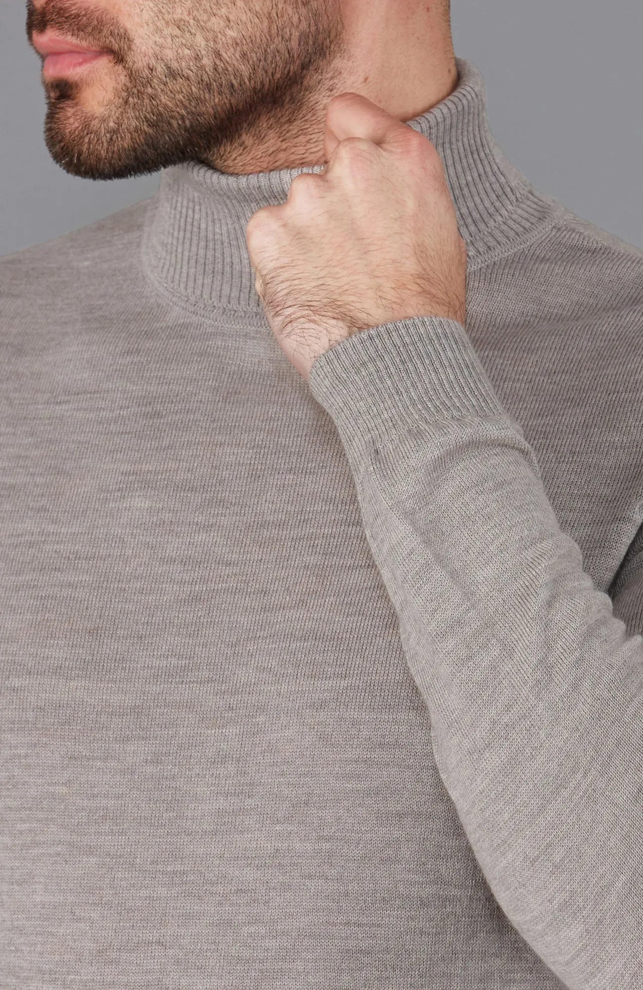 Mens Extra Fine Merino Wool Roll Neck Jumper