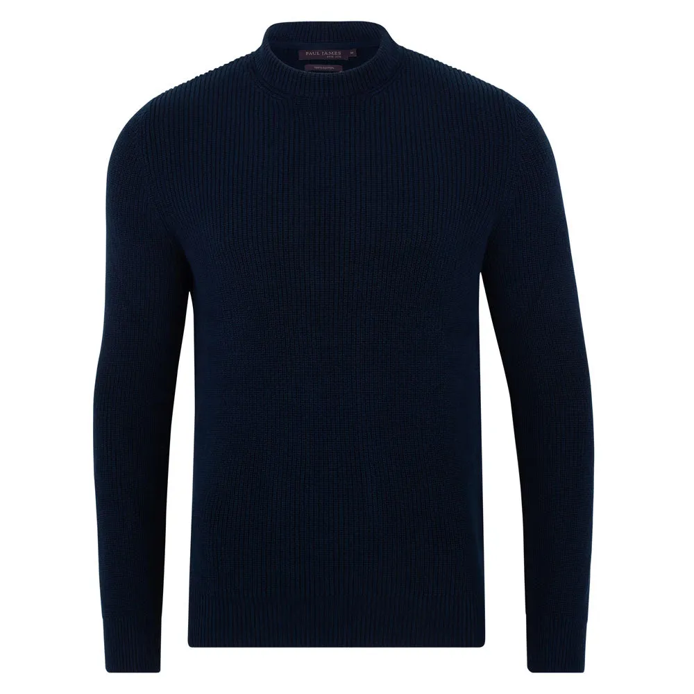 Mens Midweight 100% Cotton Fisherman Rib Jumper