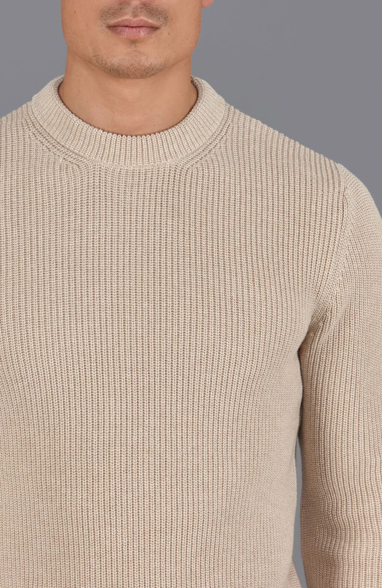 Mens Midweight Cotton Fisherman Rib Jumper