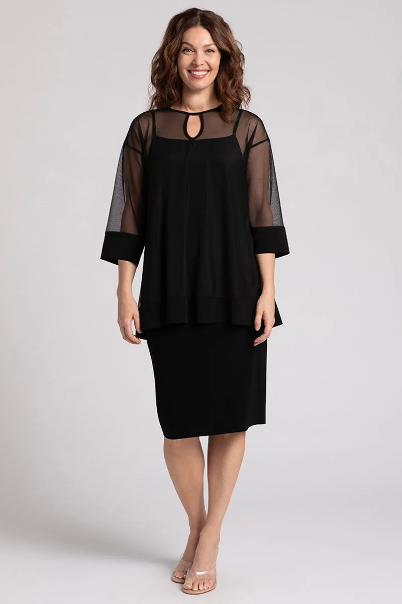 Mesh Keyhole Tunic | Black