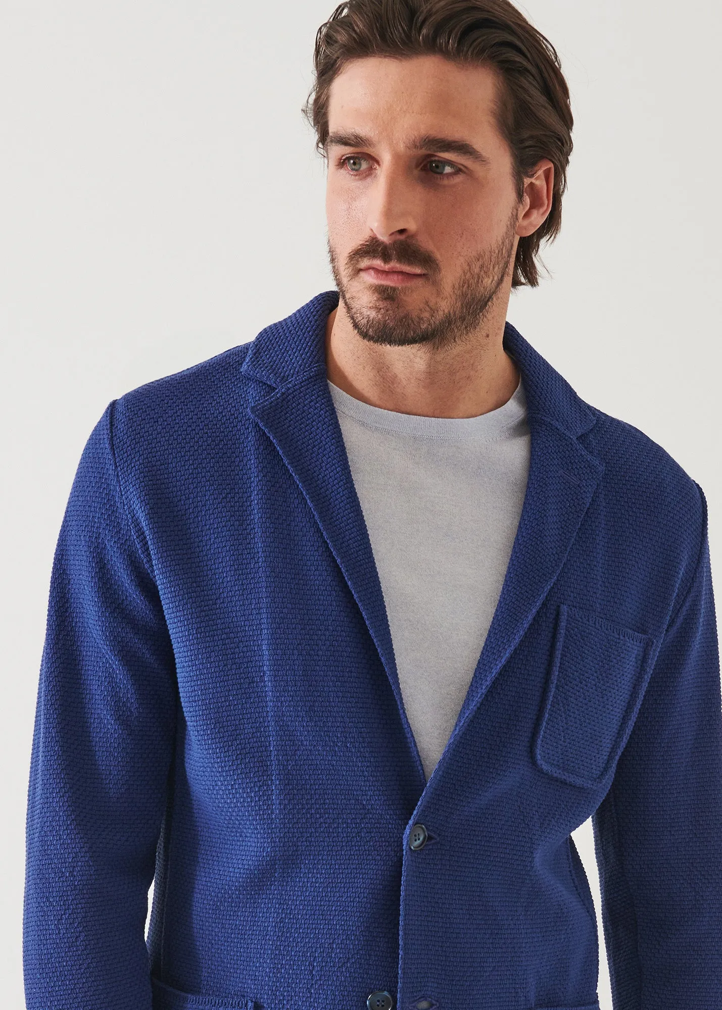 NEAT TEXTURED COTTON KNIT BLAZER