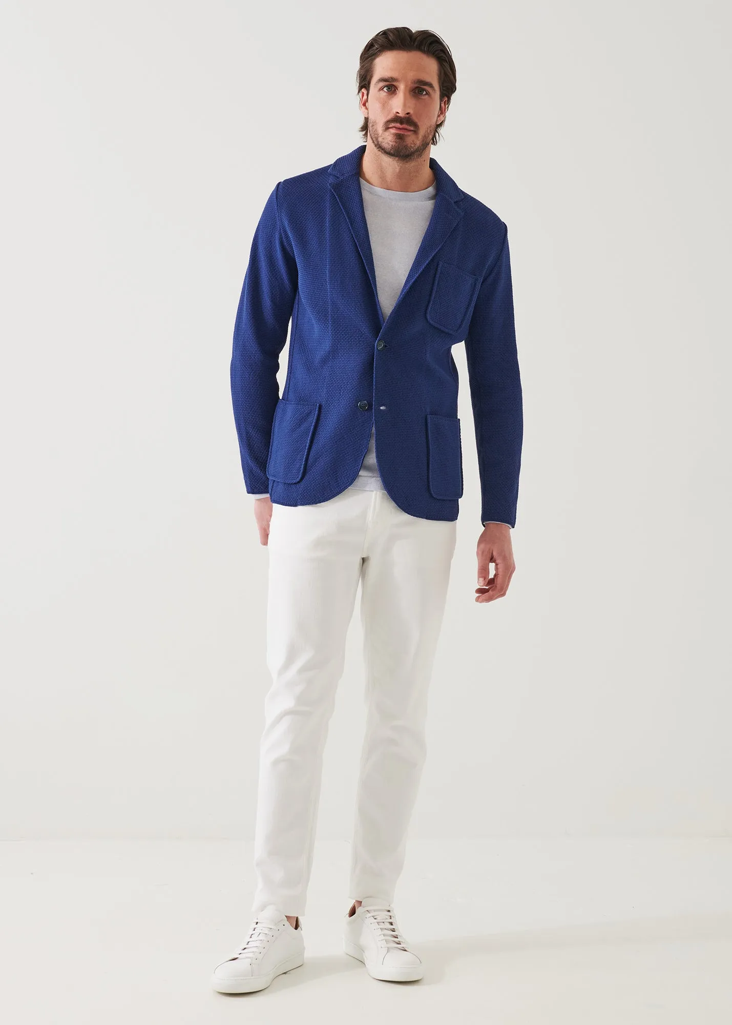 NEAT TEXTURED COTTON KNIT BLAZER