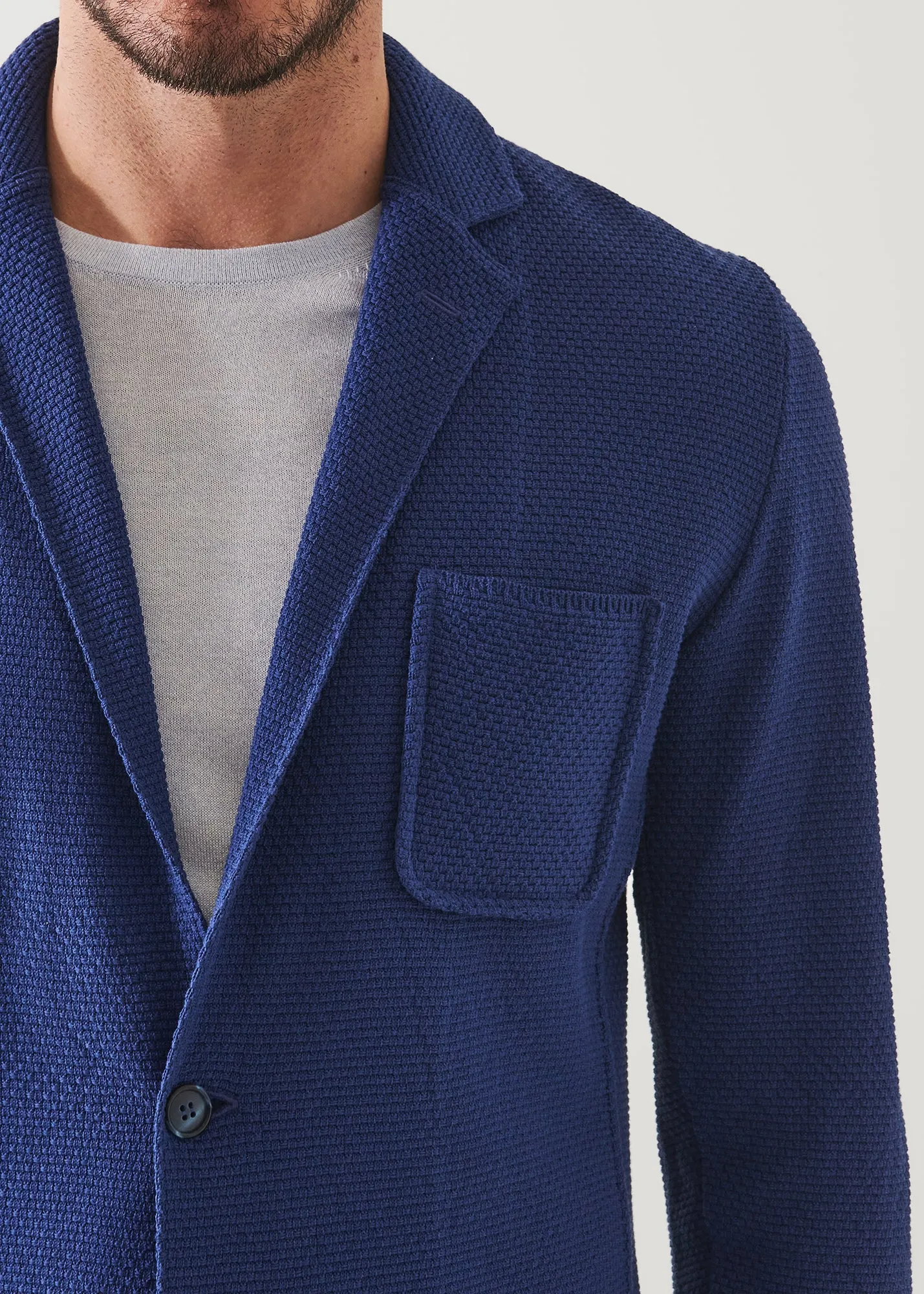 NEAT TEXTURED COTTON KNIT BLAZER