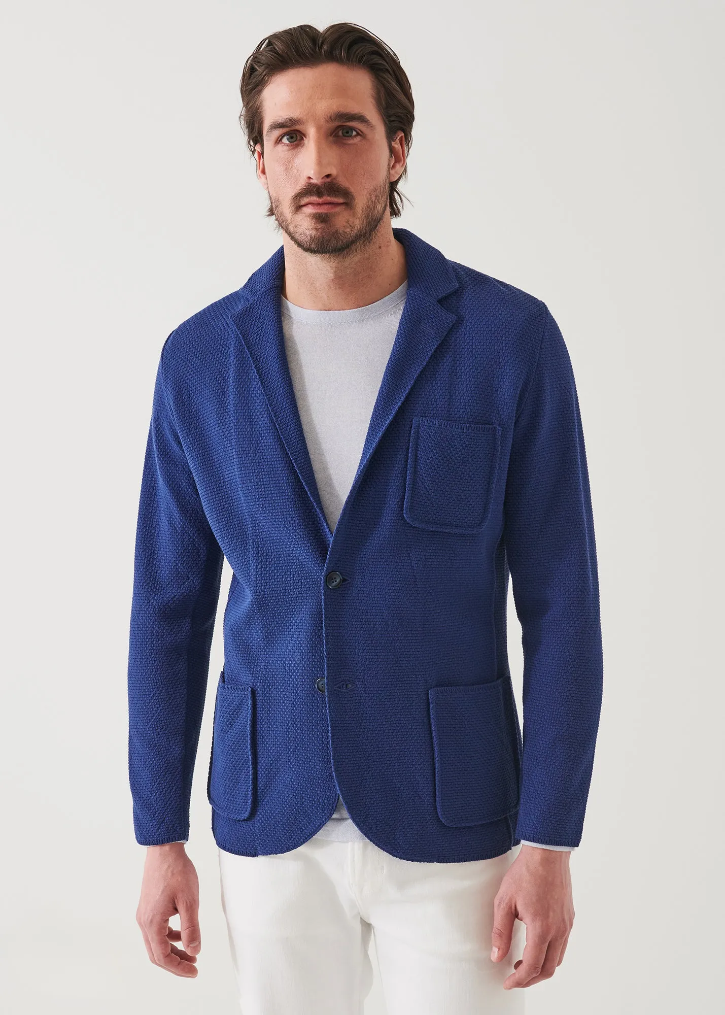 NEAT TEXTURED COTTON KNIT BLAZER