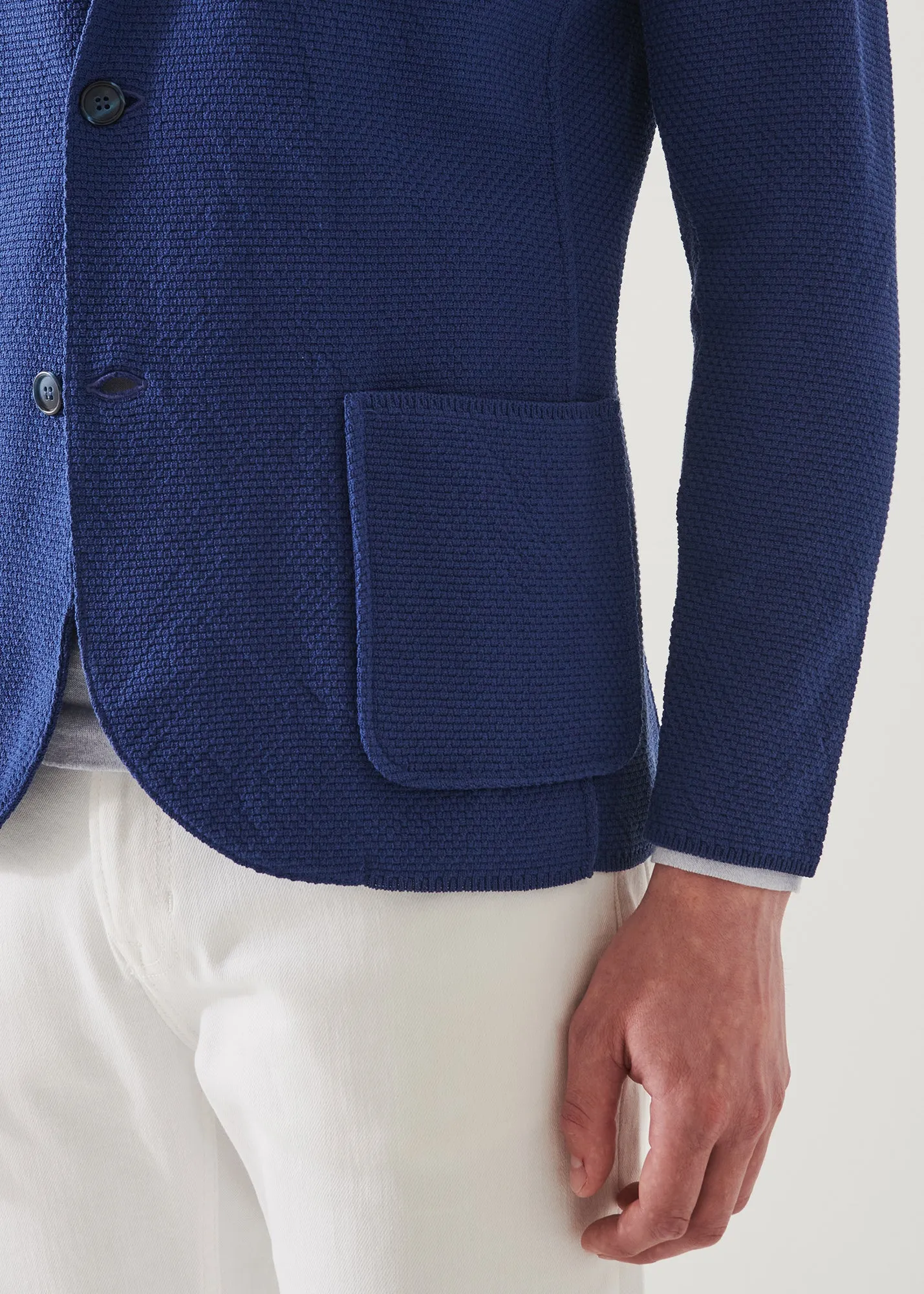 NEAT TEXTURED COTTON KNIT BLAZER