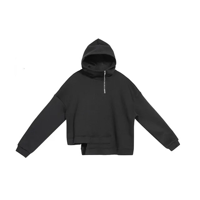 Nerijume Irregular Design Hooded Pullover