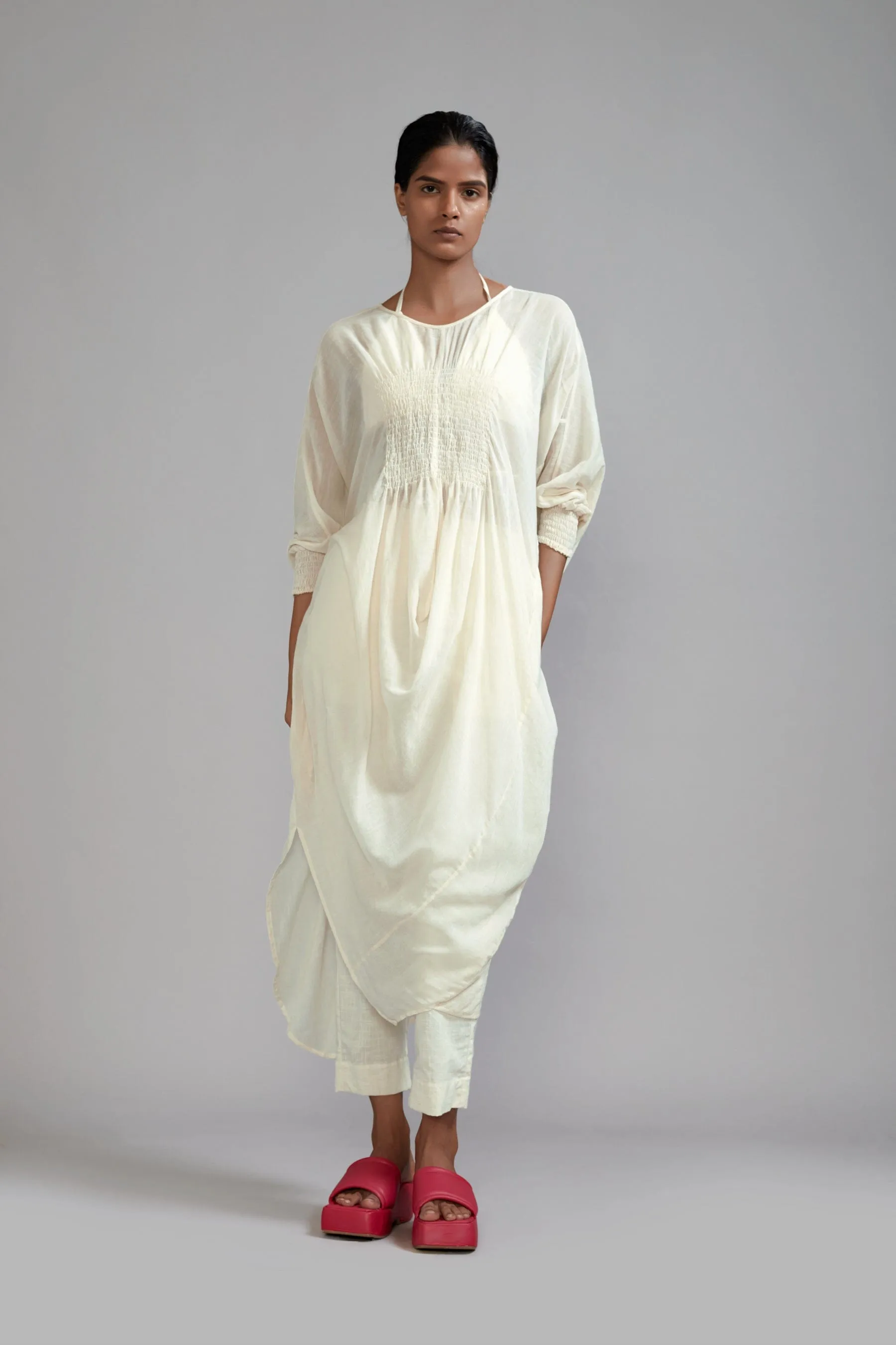 Off-White Smocked Cowl Tunic