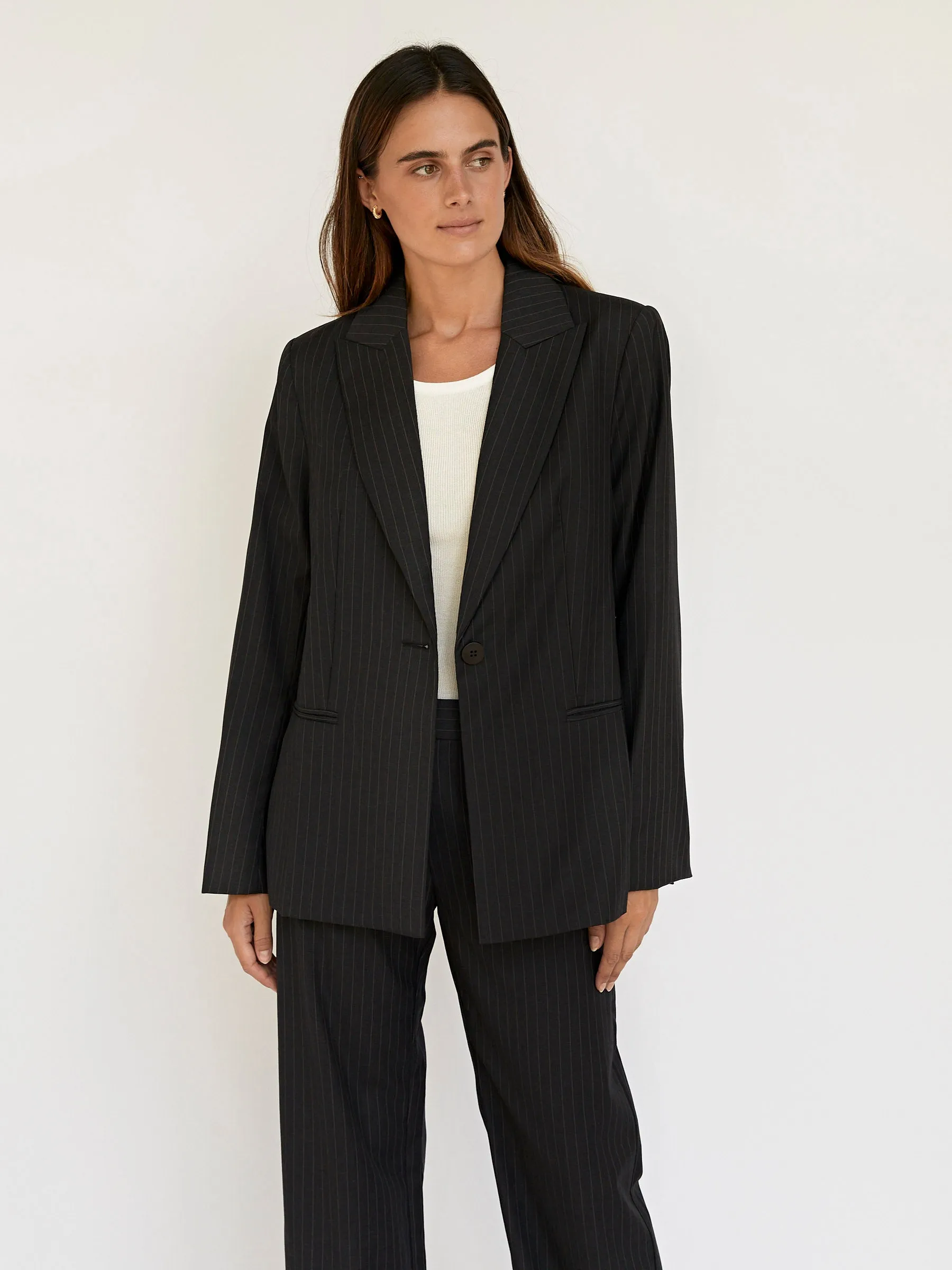 Pinstripe Oversized Blazer