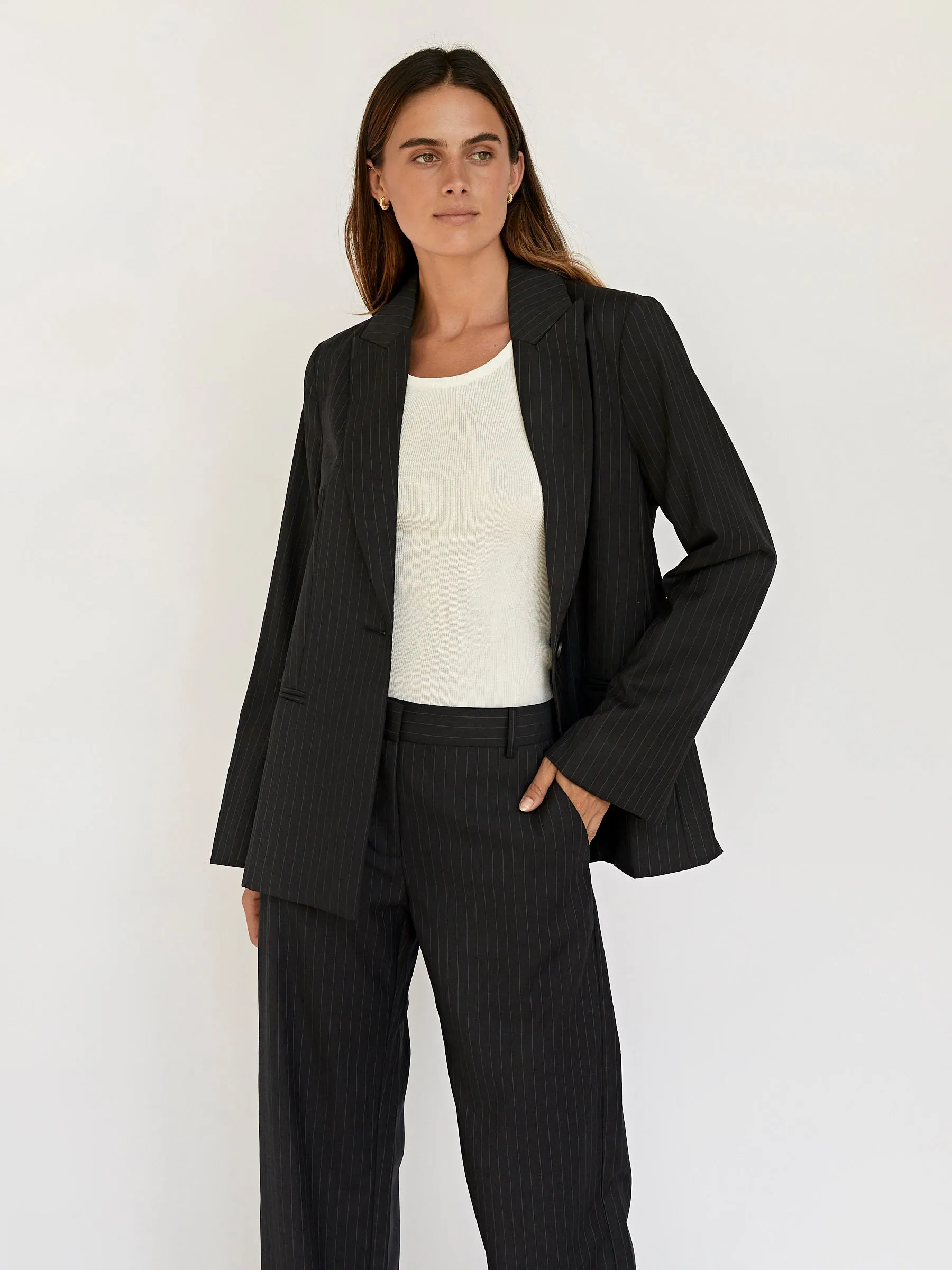 Pinstripe Oversized Blazer