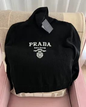 Prada Wool and Cashmere Logo Turtleneck