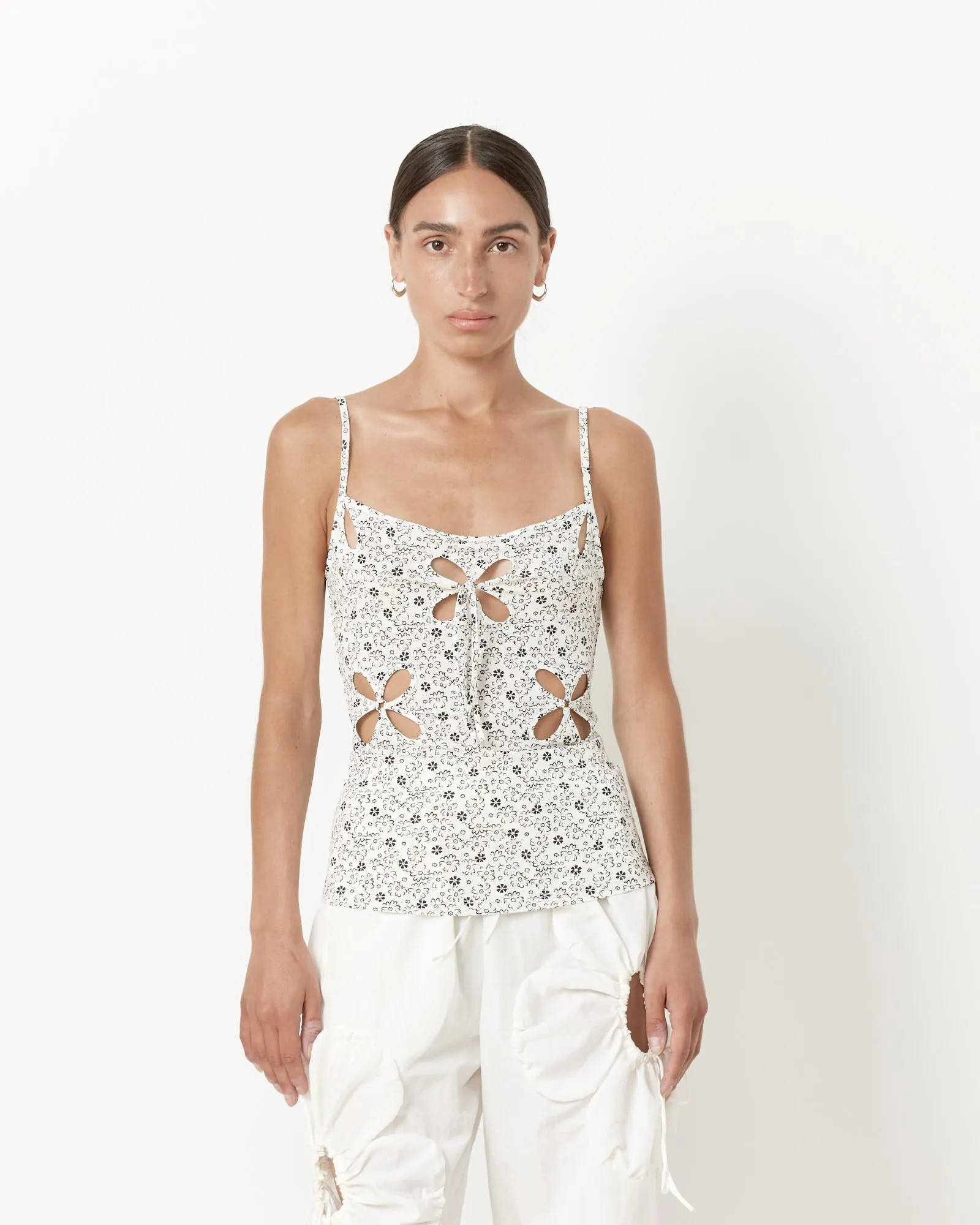 Stylish Printed White Camisole Top