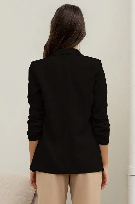 Ruched Sleeve Blazer