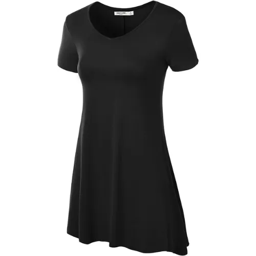 Short Sleeve Tunic Top BLACK