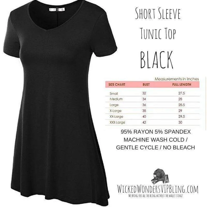 Short Sleeve Tunic Top BLACK