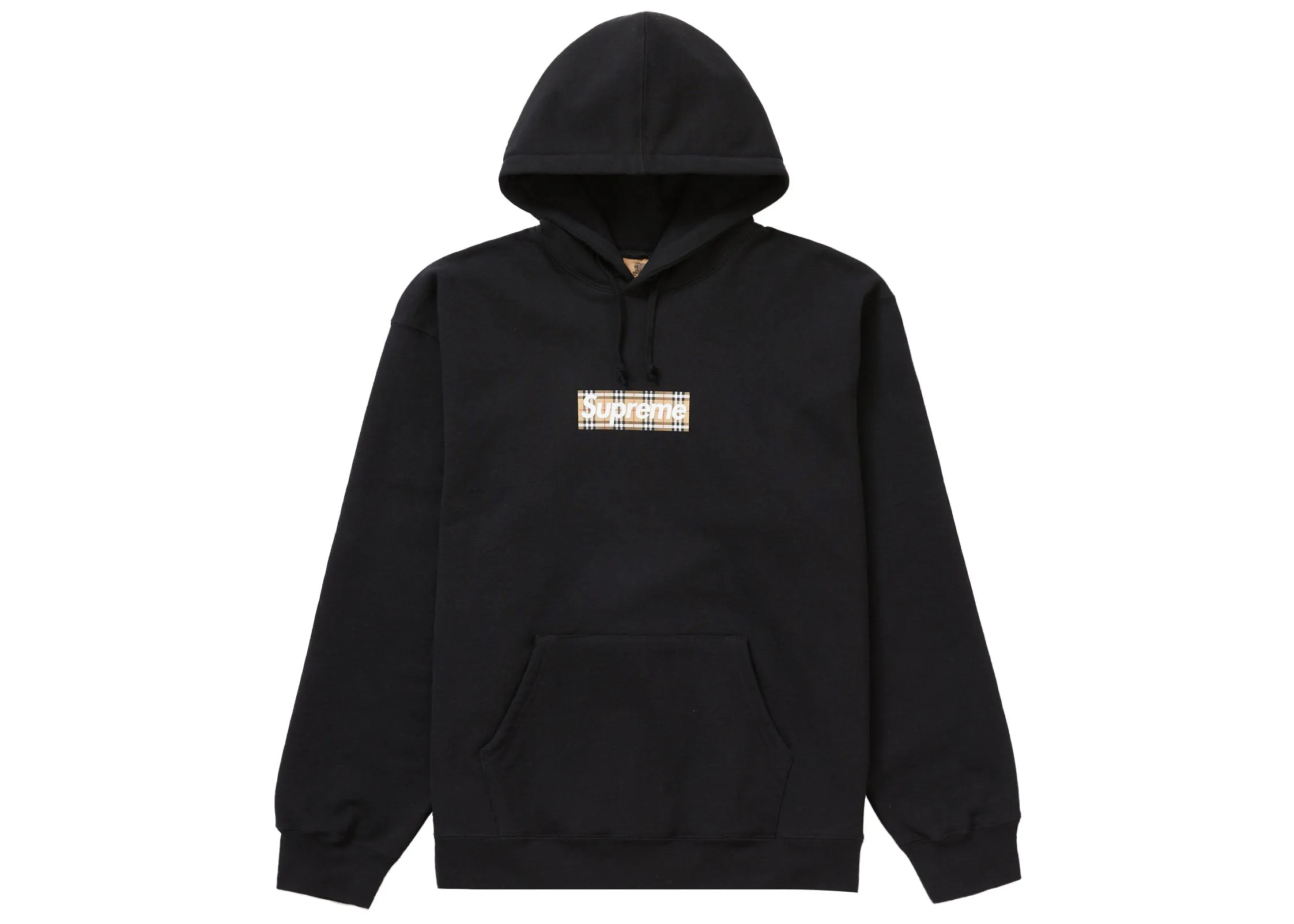 Supreme Burberry Box Logo Hooded Sweatshirt Black