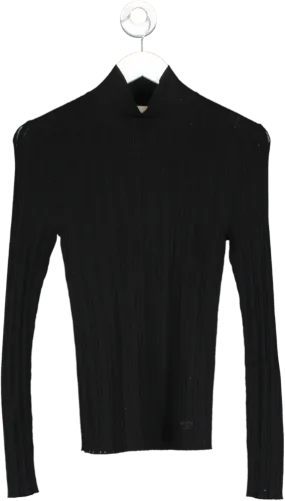 Tory Burch Black Pointelle Turtleneck UK M