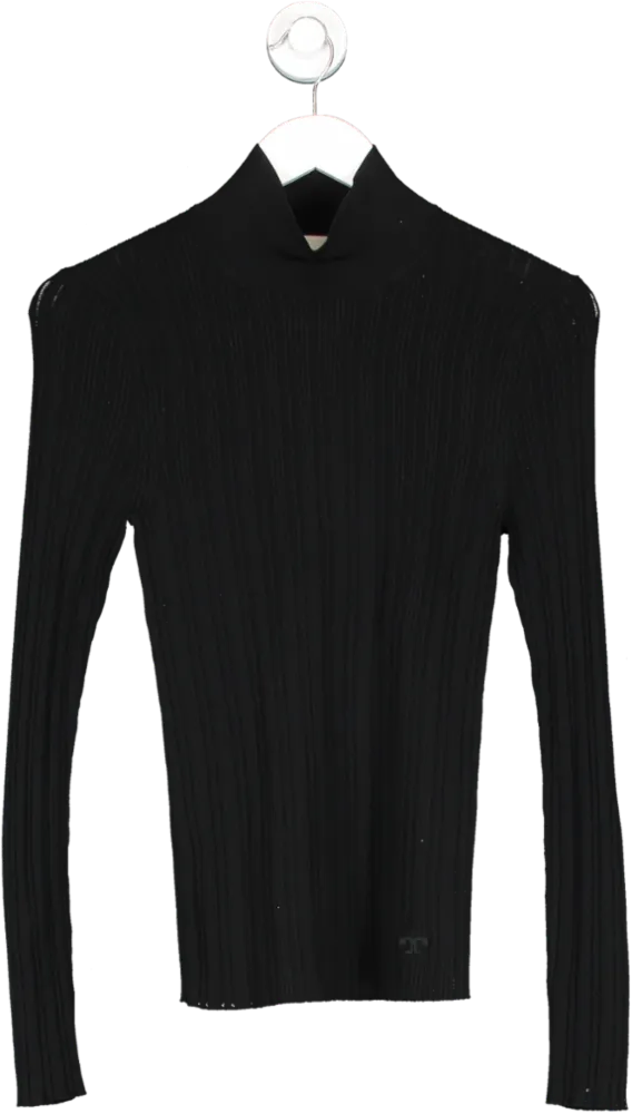 Tory Burch Black Pointelle Turtleneck UK M