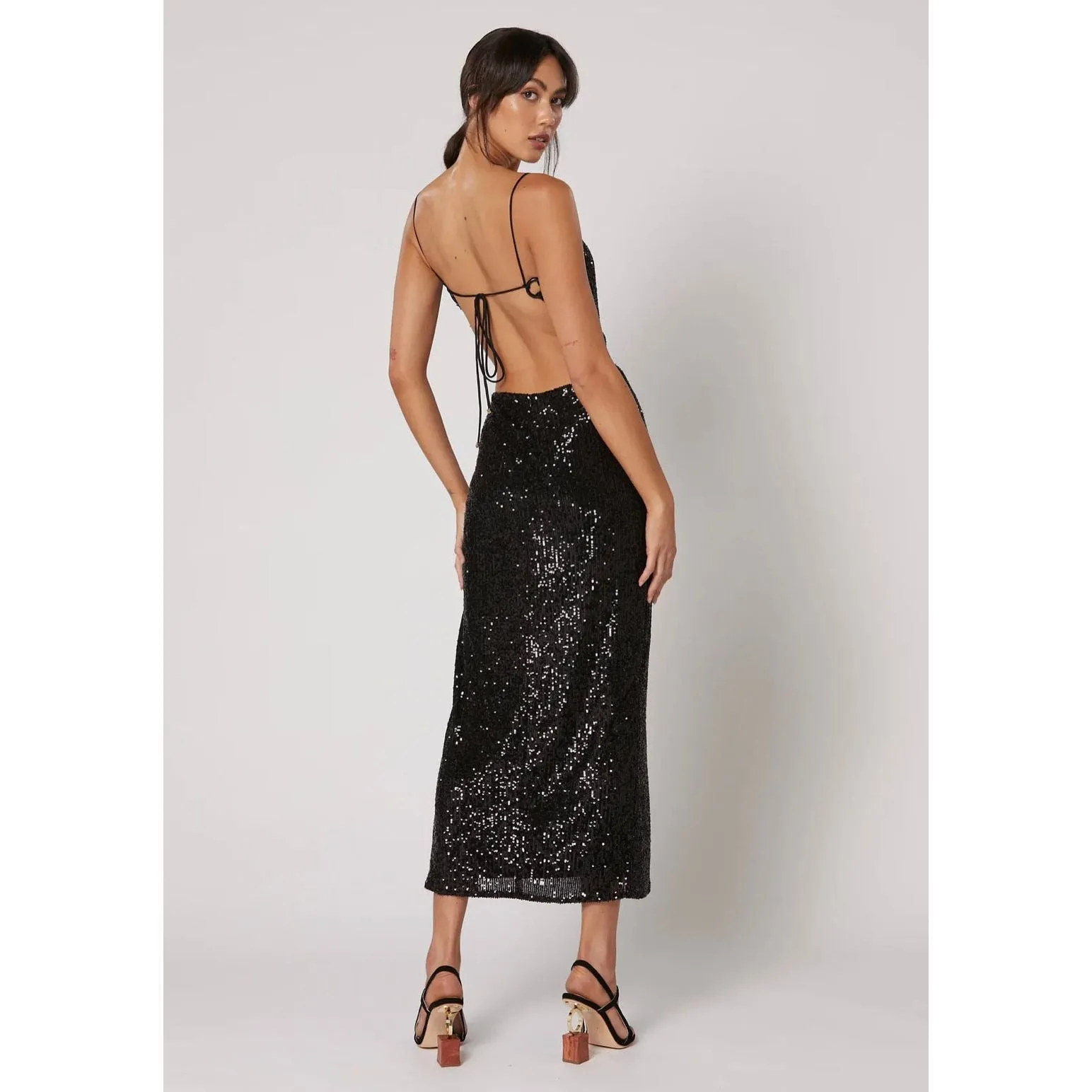 Winona Amara Midi Dress - Black Sequin