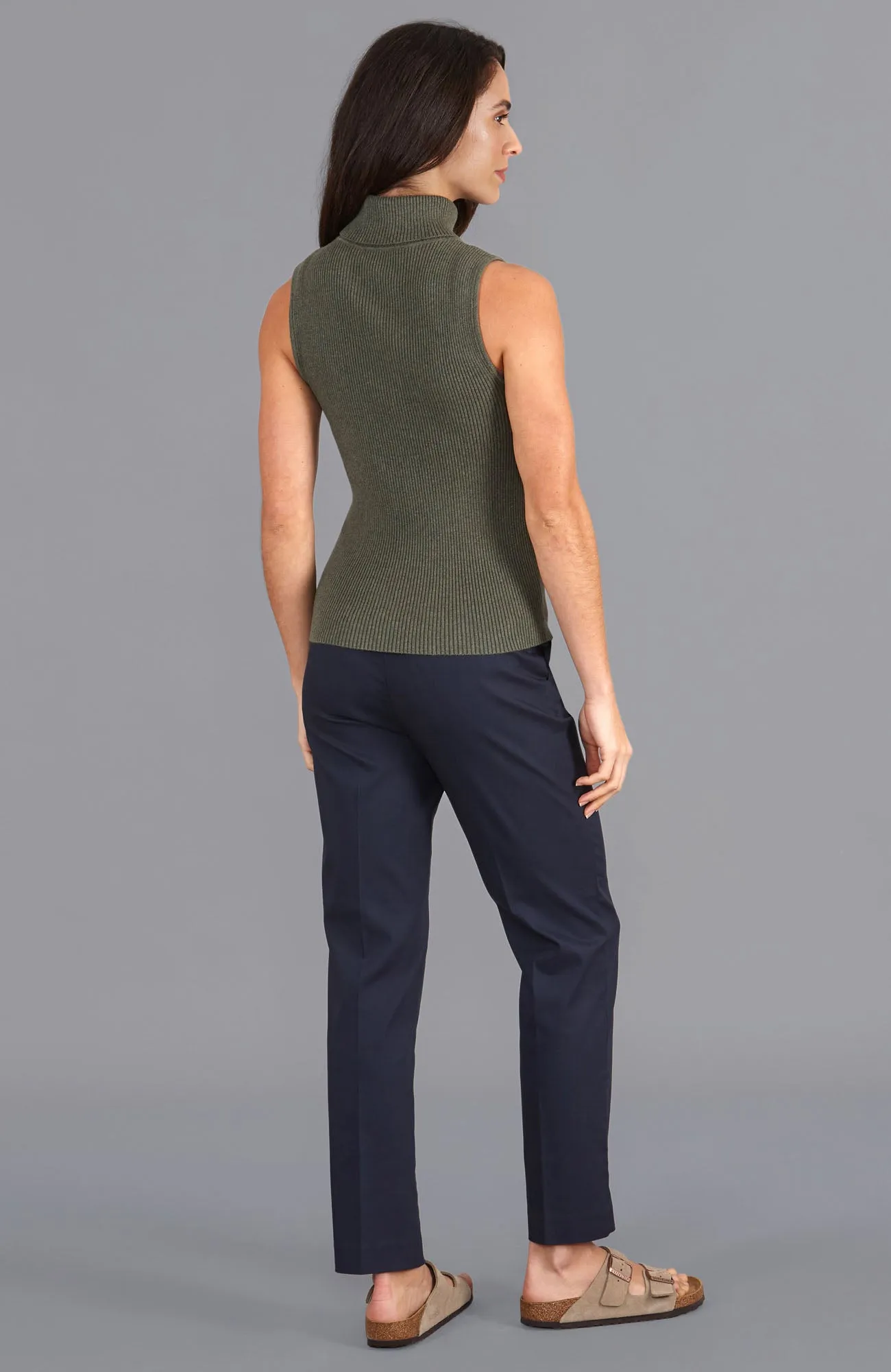 Womens Lightweight 100% Cotton Roll Neck Sleeveless Jumper