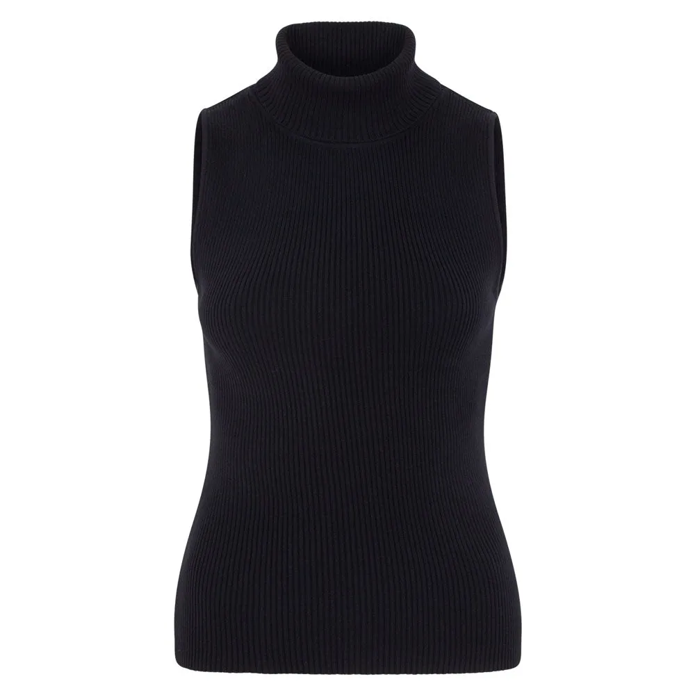 Womens Lightweight 100% Cotton Roll Neck Sleeveless Jumper