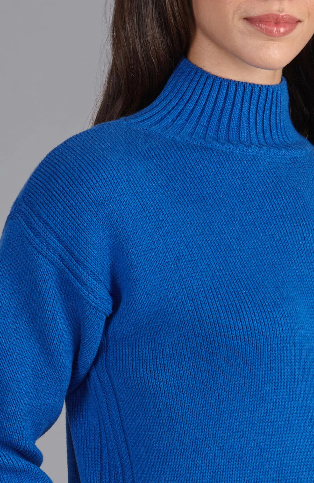 Womens Midweight Cotton Turtleneck Drop Shoulder Jumper