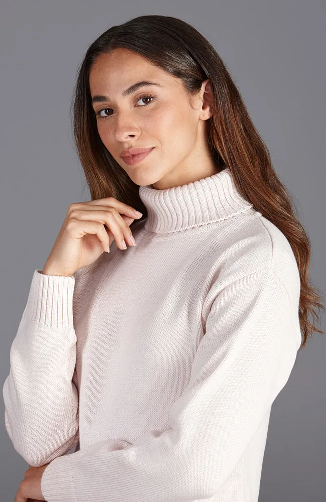 Womens Pure Cotton Lightweight Submariner Roll Neck Jumper