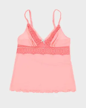 Y2K 00s La Vie En Rose Pink Mesh Cami - S