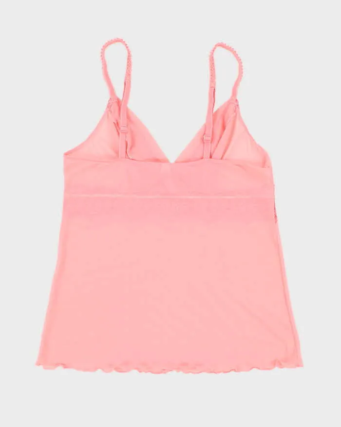 Y2K 00s La Vie En Rose Pink Mesh Cami - S