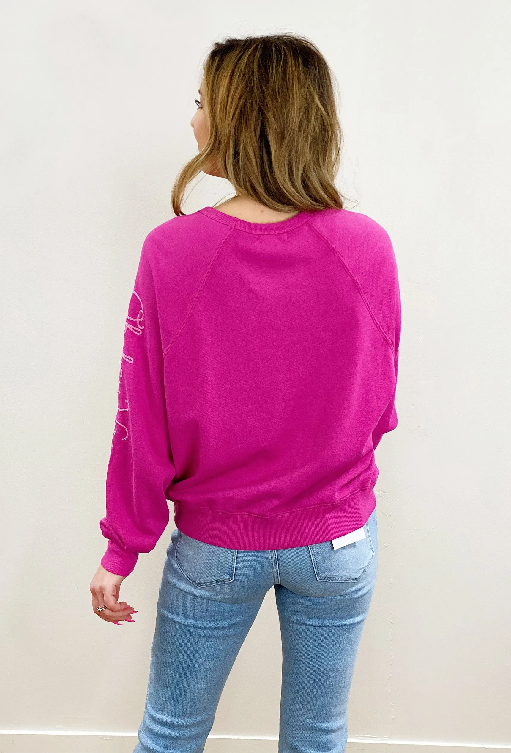 Z SUPPLY Vintage Statement Sweatshirt in Fiesta Fuchsia